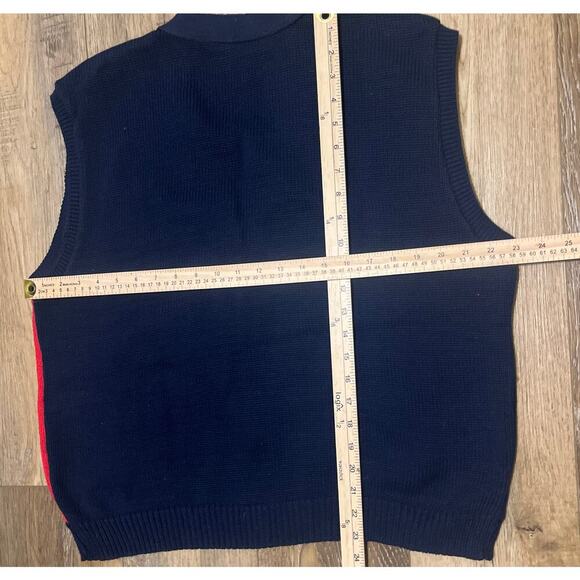 VTG Sweater Loft Sleeveless Knit Cardigan Sweater Vest USA Flag Star Stripe XL - Picture 9 of 9